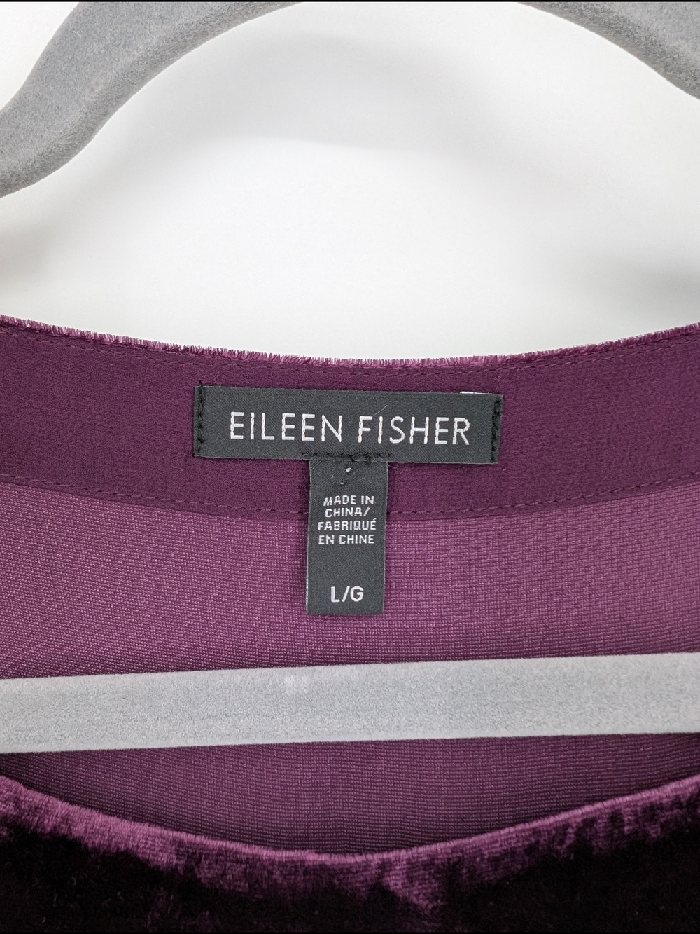 Eileen Fisher Velvet & Silk Tunic Top Large Purple Flowy Lagenlook - Picture 6 of 7